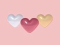 3d rendering heart shape glossy white pink gold love surprise valentine gift concept