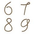 Hemp rope capital letters alphabet - digits 6-9