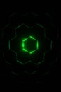 3d Rendering Hexagonal background, depth of field effect. Futuristic cellular