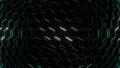 3d Rendering Hexagonal background, depth of field effect. Futuristic cellular