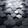 A 3D rendering of a hexagonal tile pattern, featuring a gradient of dark to light shades. Royalty Free Stock Photo