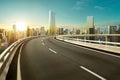 3d rendering Highway overpass motion blur with modern city