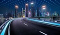 3d rendering Highway overpass motion blur with modern city