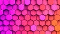 A 3D rendering of a honeycomb pattern with alternating pink and orange hexagons. Royalty Free Stock Photo