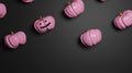 3D rendering horizontal image concept of halloween pink glamorous pumpkin, top view on black background with place for design Royalty Free Stock Photo