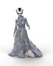 3D rendering of a horror story fantasy monster bride isolated on a white background