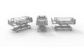 3D rendering of a hospital bed isolated in empty space background. Royalty Free Stock Photo