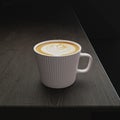 3D rendering hot coffee latte art closeup on dinning table