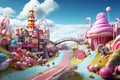 3D rendering of the house in the fantastic colorful Candyland