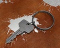 3D rendering - house key on a rust background Royalty Free Stock Photo
