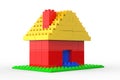 3d rendering of house made with plastic toy blocks