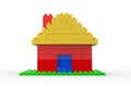 3d rendering of house made with plastic toy blocks