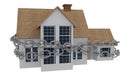 3D rendering of a house protected with chain