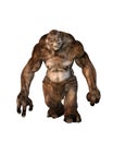 3D rendering of a huge fantasy troll lumbering towards the viewer isolated on white