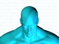 3D rendering of Human head with binary code Royalty Free Stock Photo