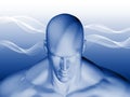 3D rendering of Human head with binary code