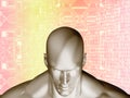 3D rendering of Human head and futuristic elements circuit Royalty Free Stock Photo
