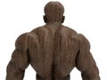 3D rendering - human male back muscles wooden statuette Royalty Free Stock Photo