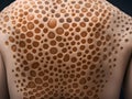 3d rendering of human skin with a hole and pus on it. photo for Trypophobia