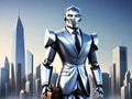 3d rendering of a humanoid robot in cityscape Royalty Free Stock Photo