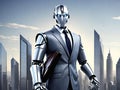 3d rendering of a humanoid robot in cityscape Royalty Free Stock Photo