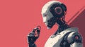 3d rendering humanoid robot isolated on red background, future technology concept Generative AI Royalty Free Stock Photo