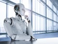 Humanoid robot thinking Royalty Free Stock Photo