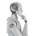 Humanoid robot thinking Royalty Free Stock Photo