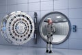 Robot working with bank vault Royalty Free Stock Photo