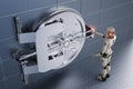 Robot working with bank vault Royalty Free Stock Photo