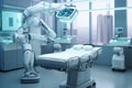 3d rendering humanoid robot with x-ray machine in surgery room - Ai Generated