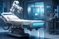 3d rendering humanoid robot with x-ray machine in surgery room - Ai Generated