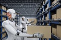 Robots carry boxes Royalty Free Stock Photo