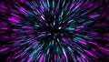 3d rendering hyper jump into another galaxy. Speed of light, neon glowing rays in motion. Computer generated abstract
