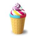 3d rendering of ice cream with colorful waffle cone, AI Generated