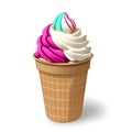 3d rendering of ice cream with colorful waffle cone, AI Generated