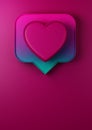 3D rendering icon heart magenta background 140