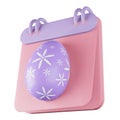 3d rendering icon pink and purple easter egg calendar Royalty Free Stock Photo