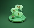 3D rendering icon set dollar bubble isolated 3d render illustration Royalty Free Stock Photo