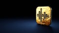 3d rendering icon of voice memos app wrapped in gold foil on dark blue background