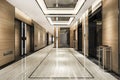 3d rendering  lift lobby in business hotel with luxury design near corridor Royalty Free Stock Photo