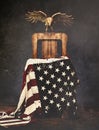 3d Rendering Illustration American Flag and Rustic Wood Eagle Chair Royalty Free Stock Photo