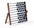 3D rendering illustration of a Ancient Suanpan Chinese abacus with metal rods and unions, wooden structure and movable beads for