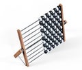 3D rendering illustration of a Ancient Suanpan Chinese abacus with metal rods and unions, wooden structure and movable beads for Royalty Free Stock Photo