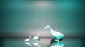 3d rendering illustration of a beautiful white duck and duckling with lighting in bright background.