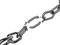 3D rendering illustration of breaking metal chain