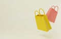 Cartoon minimal Sale banner with bag. Online shopping concept.