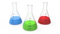 3D rendering illustration chemistry bulb with a green, red, blue Royalty Free Stock Photo