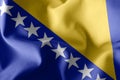 3D rendering illustration closeup flag of Bosnia and Herzegovina