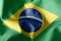 3D rendering illustration closeup flag of Brazil. Waving on the